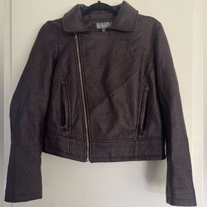 Bagatelle Women’s Bomber Jacket Textured Pebbled Faux Leather Large